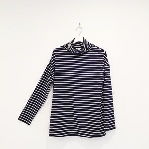 NWT Women's Thyme Maternity Comfy Oversized Striped Turtleneck Top M / XXL